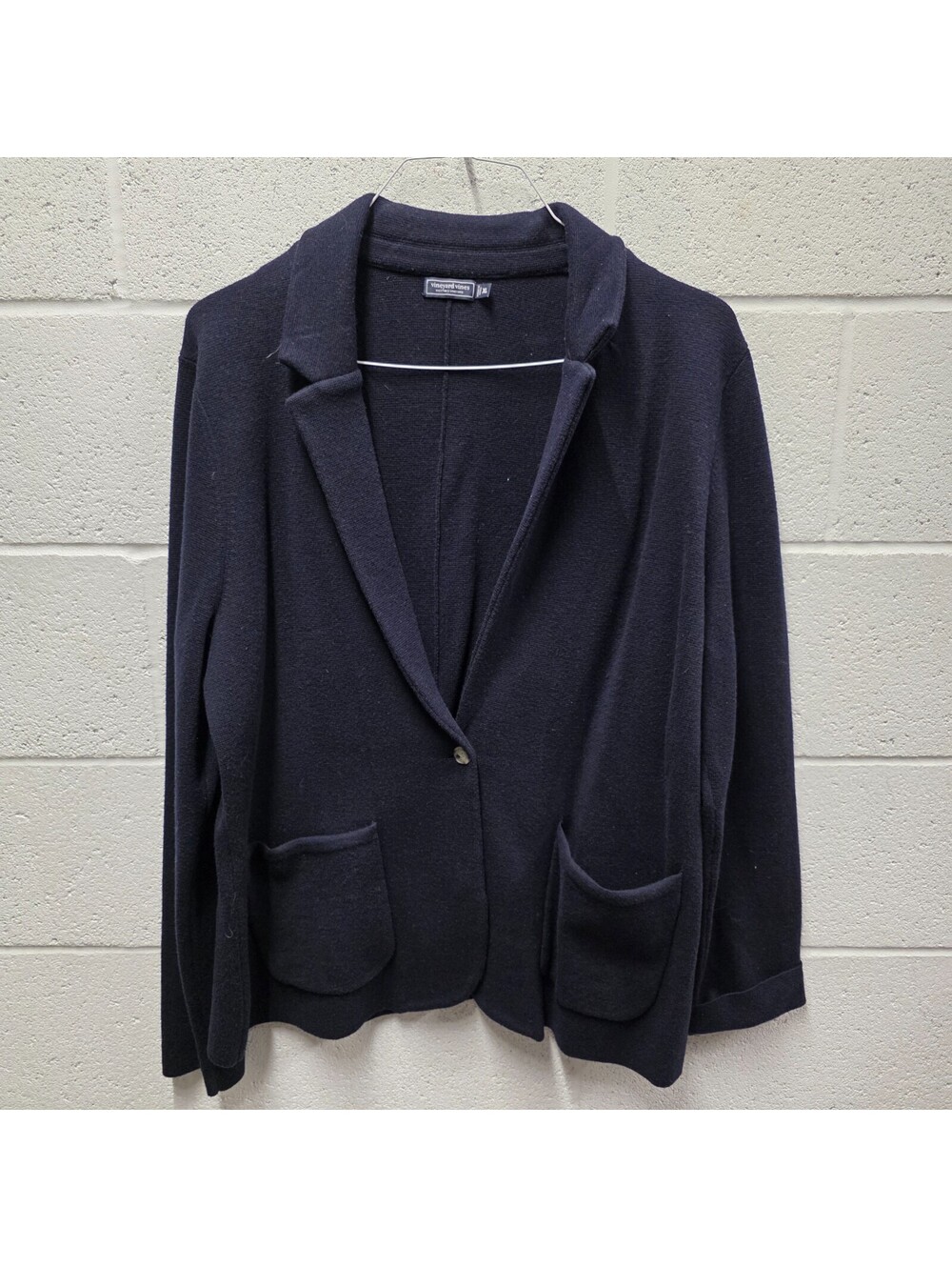 Vineyard Vines Merino Wool Knit Blazer in Nautical Navy Size XL 23x29